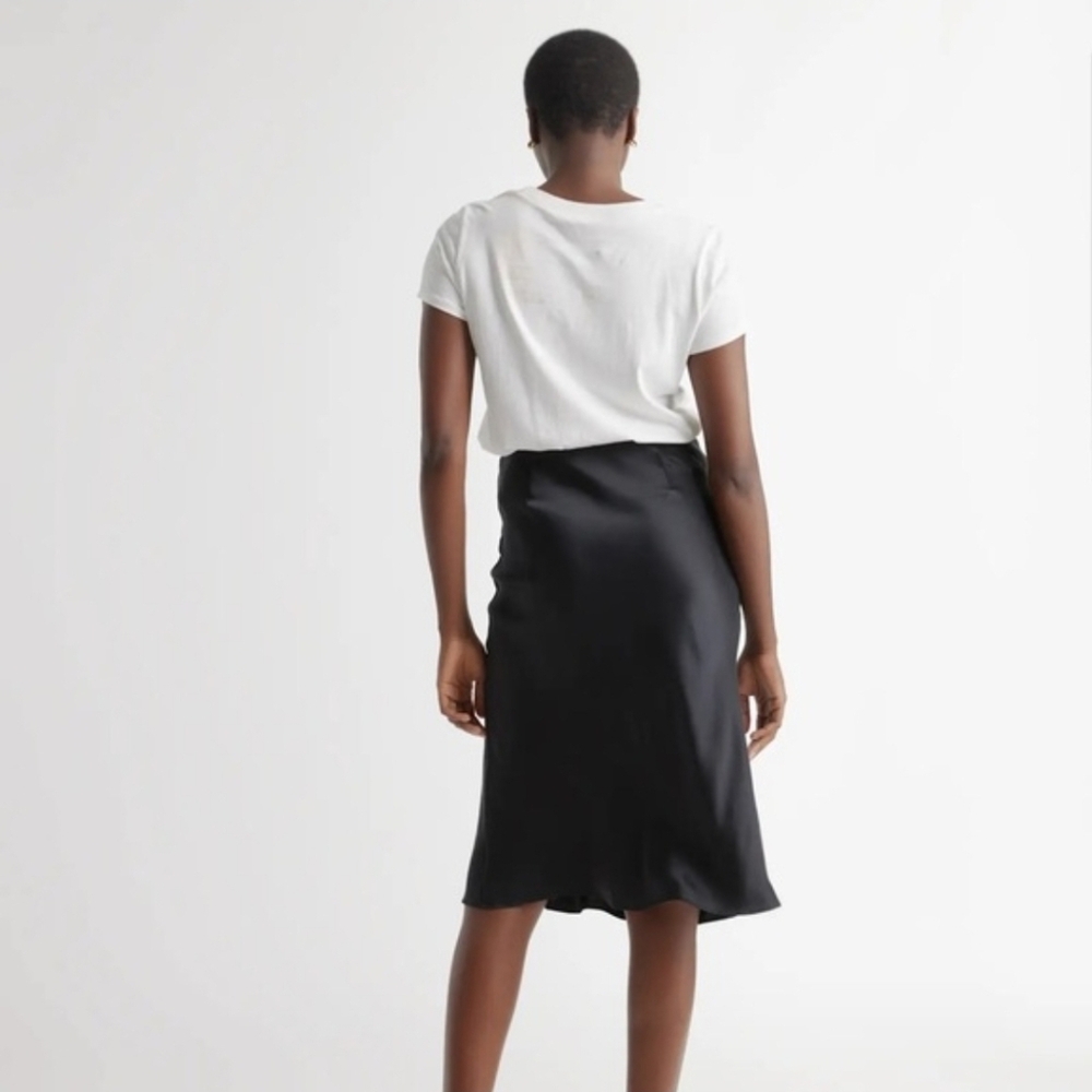 Quince 100% Silk Midi Skirt Black Size Small Washable Silk Skirt - Picture 7 of 7